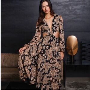 Gianni Bini Black and Gold Long Sleeve Dress